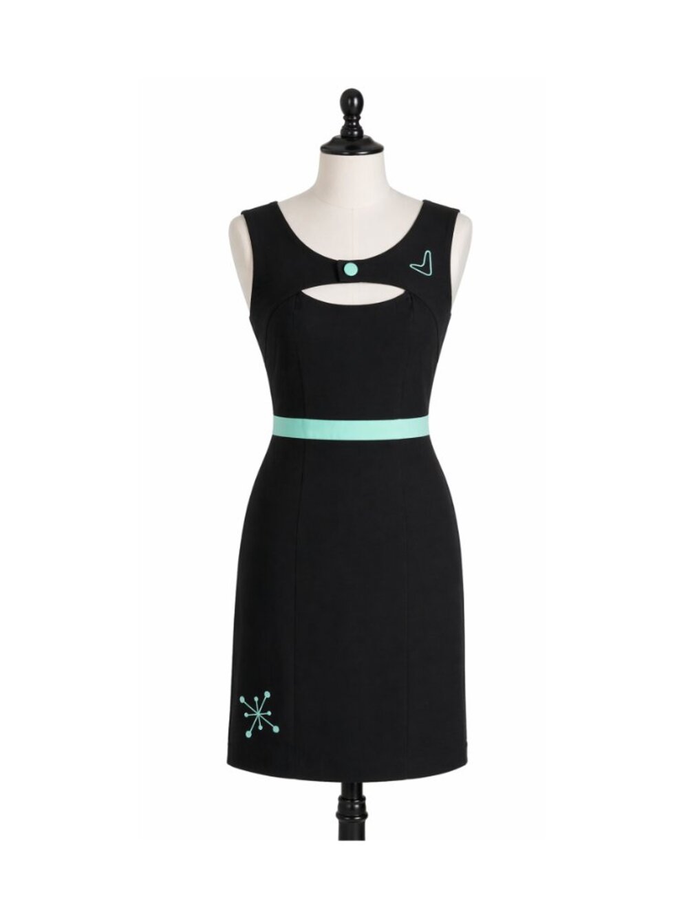 Sourpuss Clothing - Black "Out of Orbit" Dress - Black & Turquoise 1950s Retro